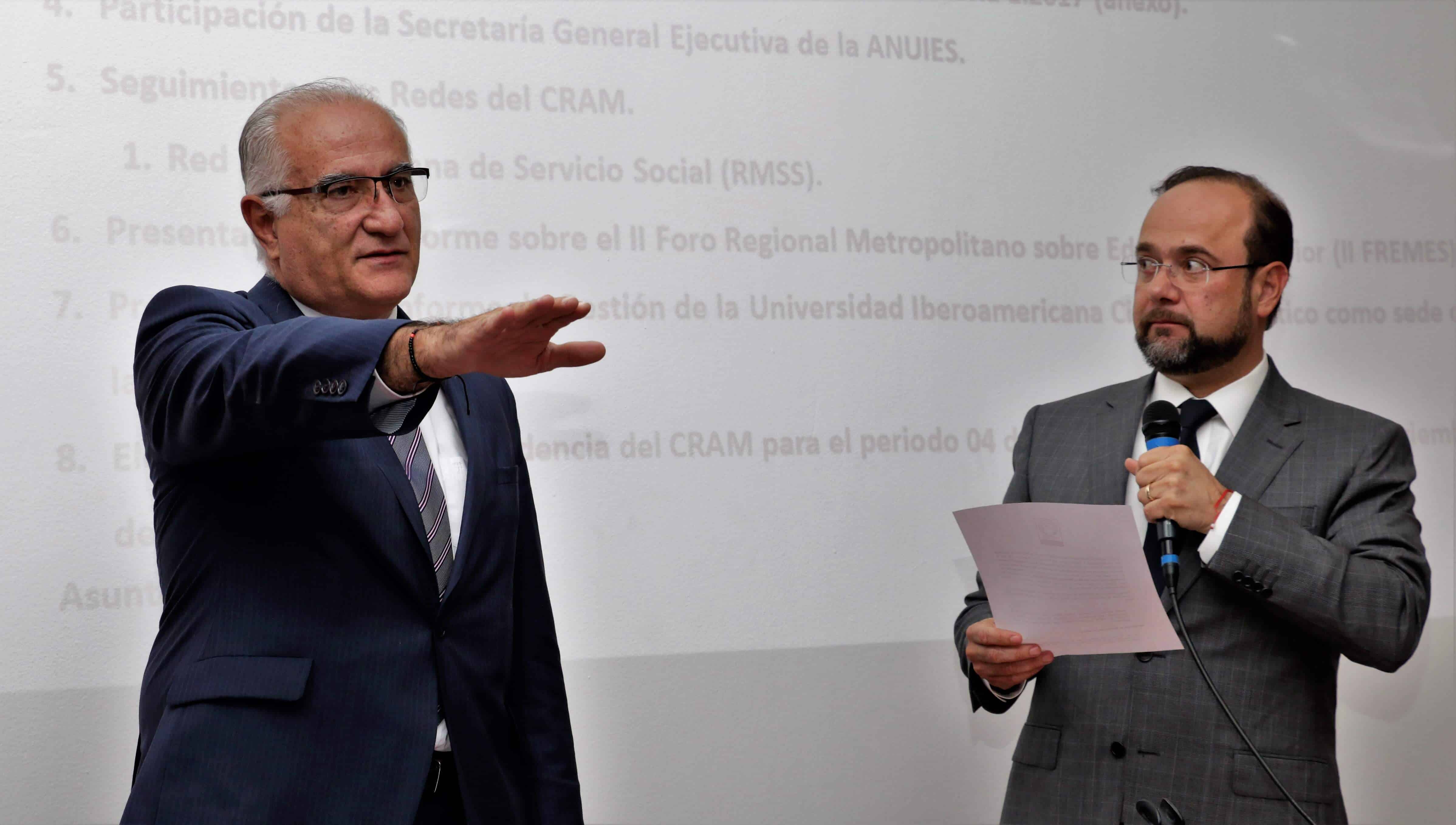 El Mtro. Jaime Valls Esponda, Secretario General Ejecutivo de la ANUIES, toma Protesta al Dr. Eduardo Peñalosa Castro, Rector General de la Universidad Autónoma Metropolitana, como Presidente del CRAM para el periodo 2017-2021.