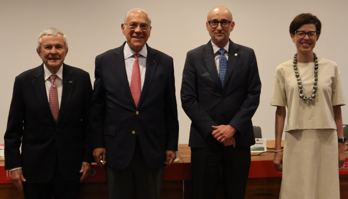 Nicolás Mariscal Torroella, fundador de la Cátedra por el Bien Común, José Ángel Gurría Treviño, Alejandro Anaya Muñoz, Vicerrector de la IBERO y la Dra. Graciela Teruel Belismelis, Directora de la División de Estudios Sociales