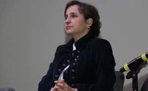 La periodista Carmen Aristegui (Alberto Hernández/ IBERO).