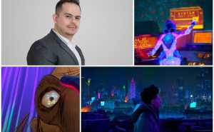 Isaac Miranda y una muestra de su trabajo.